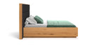 Designer wooden bed Valent made of solid oak with storage space