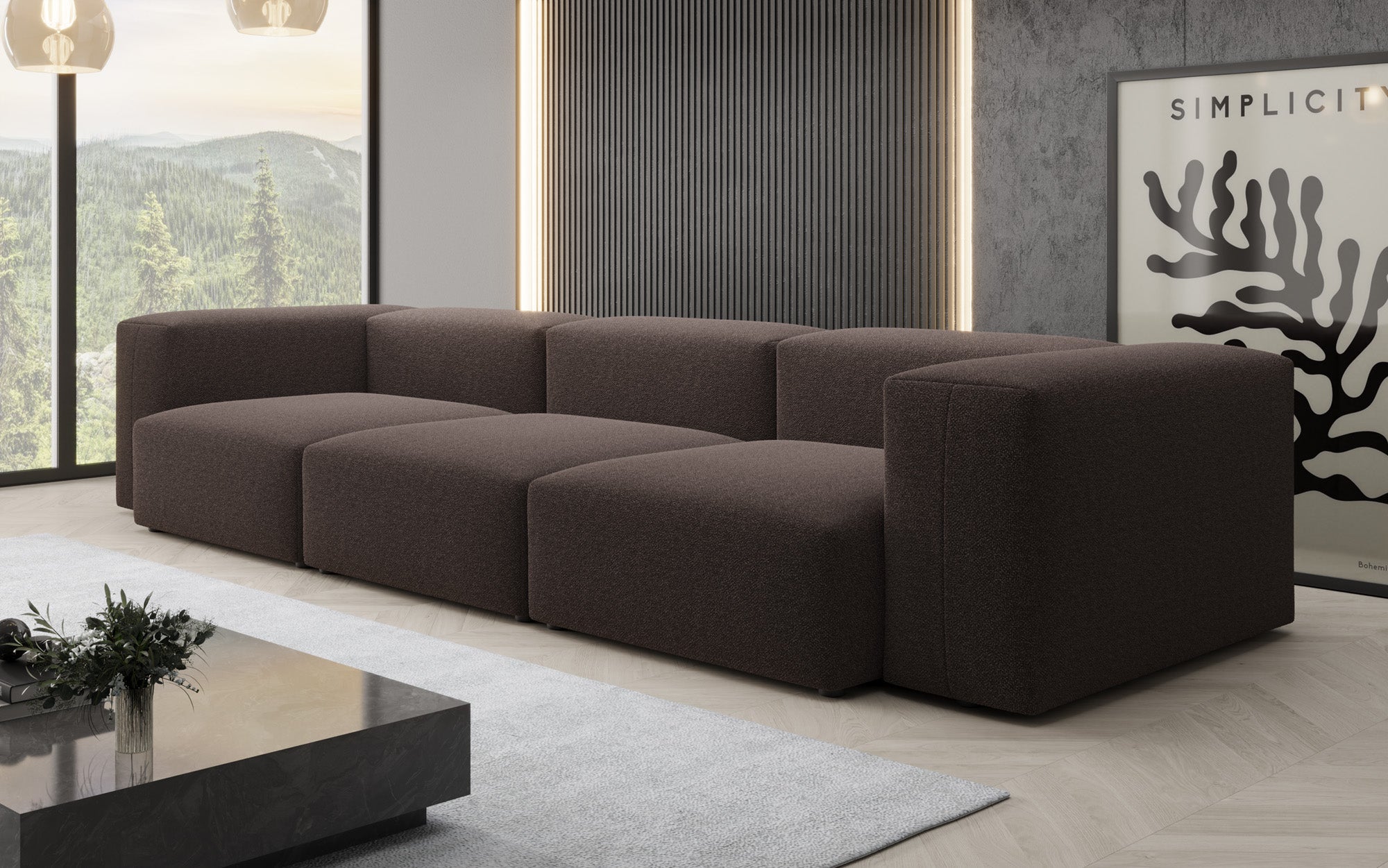 Designer 3-Seater Sofa Snug in Bouclé