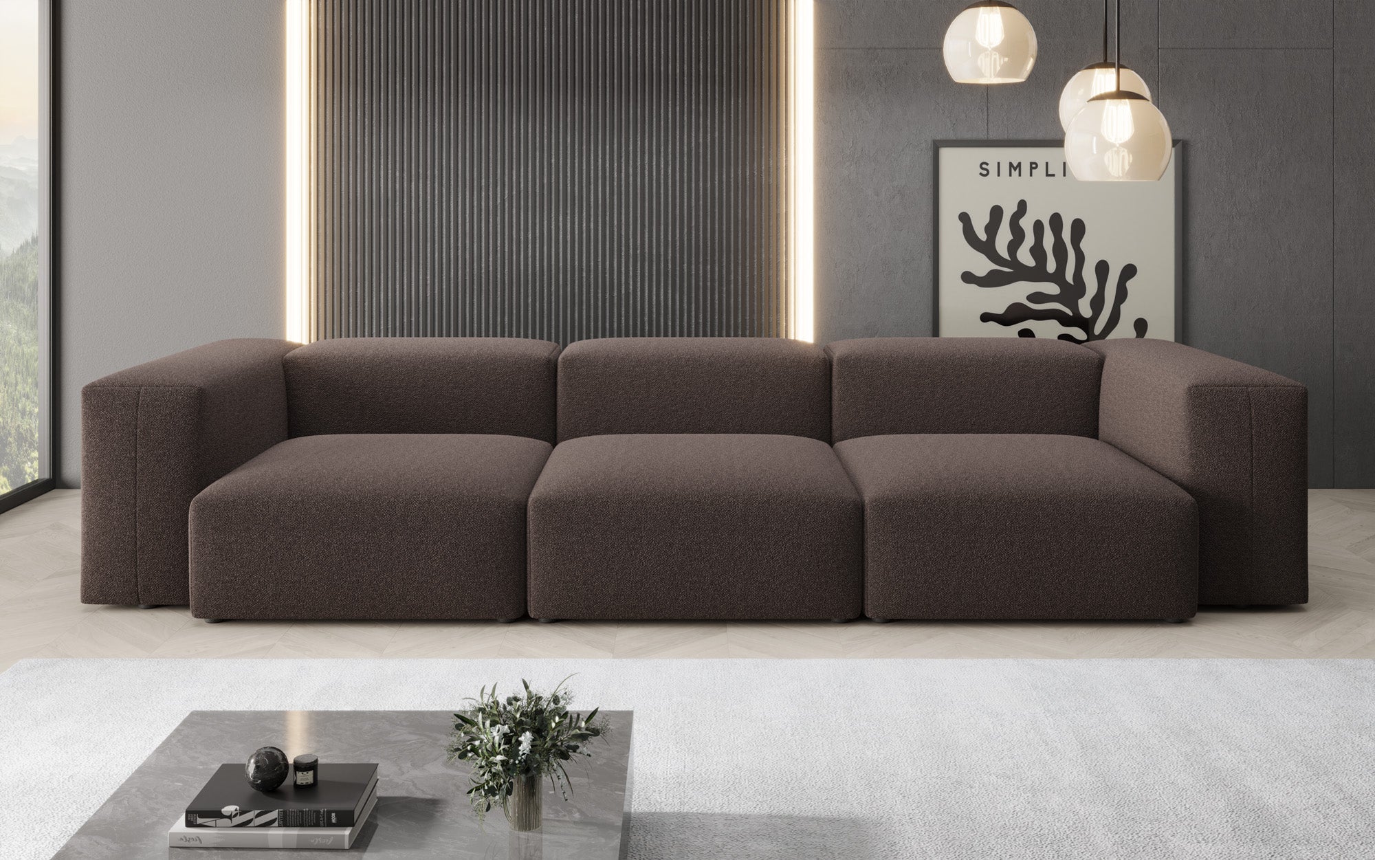 Designer 3-Seater Sofa Snug in Bouclé