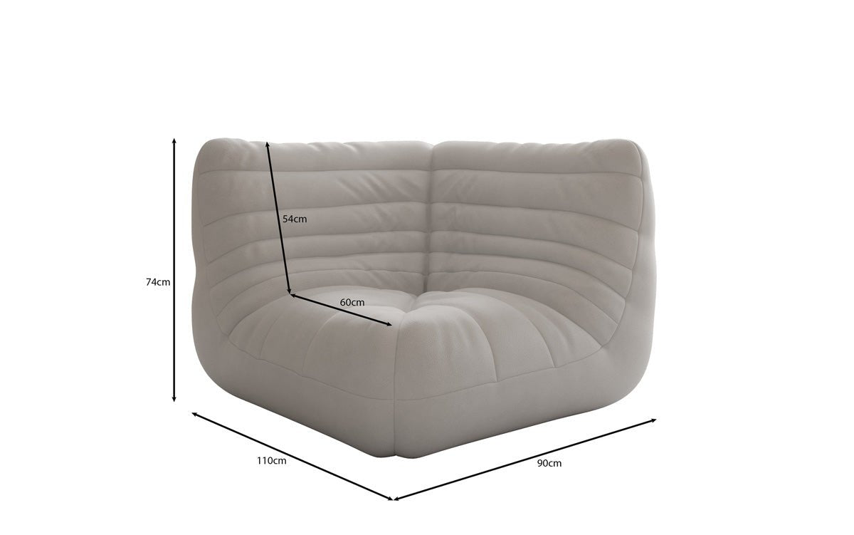 Designer Eckmodul Sofa-Sessel Calmo in Echtleder