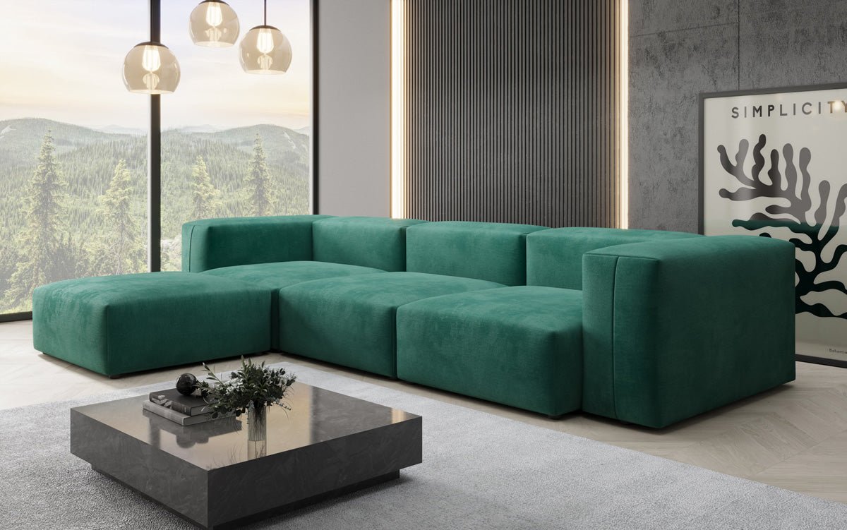 Designer L Sofa Snug in Velvet
