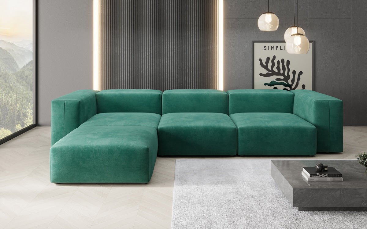 Designer L Sofa Snug in Velvet