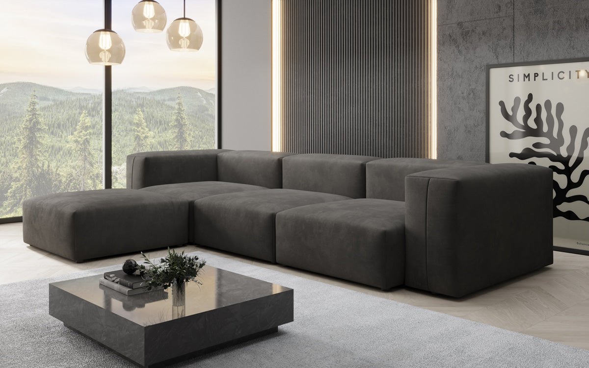 Designer L Sofa Snug in Velvet