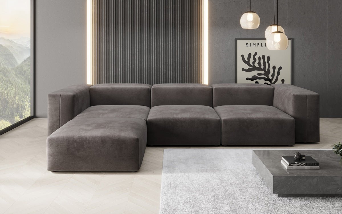 Designer L Sofa Snug in Velvet