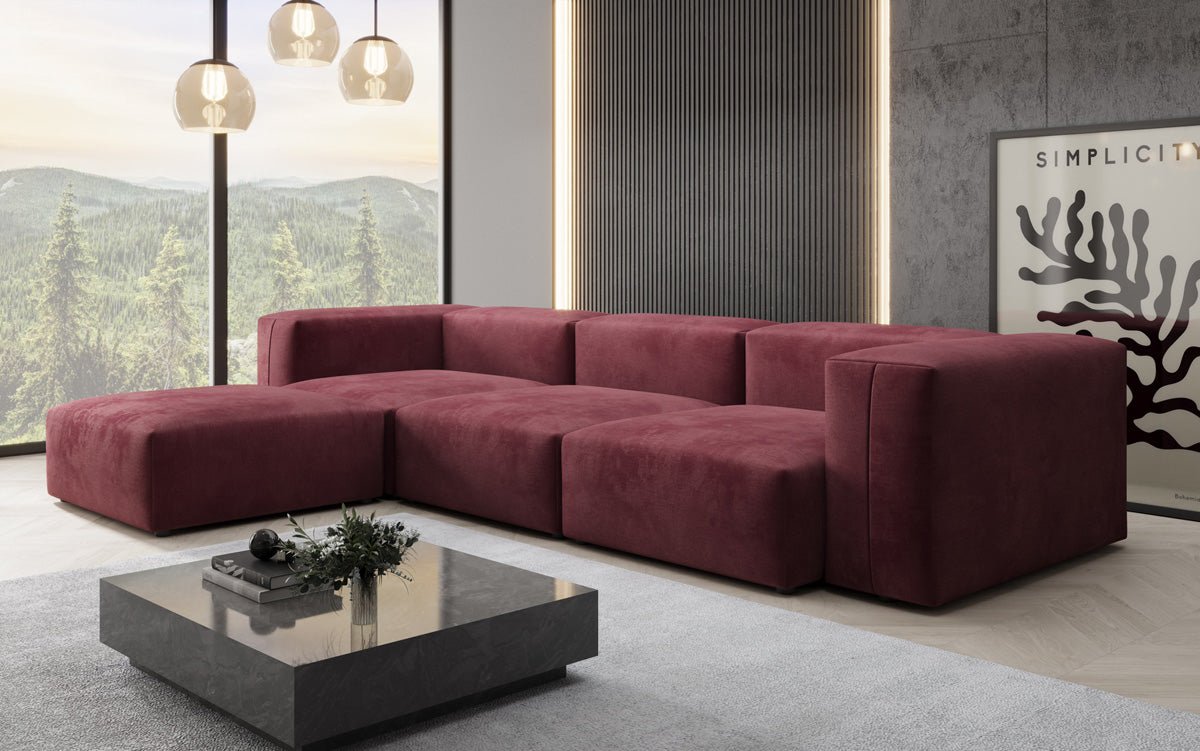 Designer L Sofa Snug in Velvet