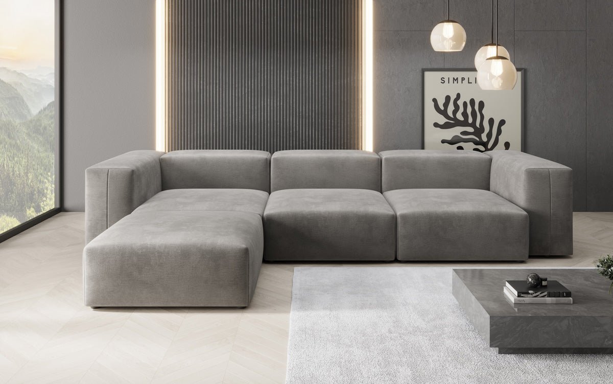 Designer L Sofa Snug in Velvet