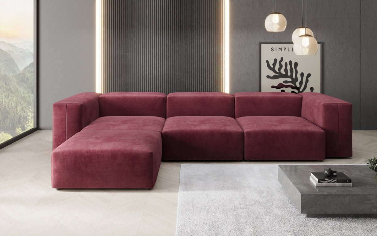 Designer L Sofa Snug in Velvet