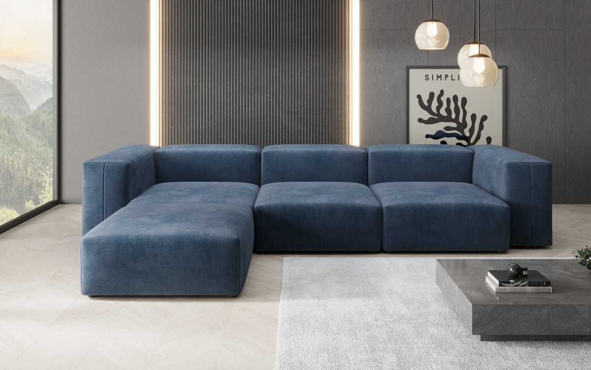 Designer L Sofa Snug in Velvet