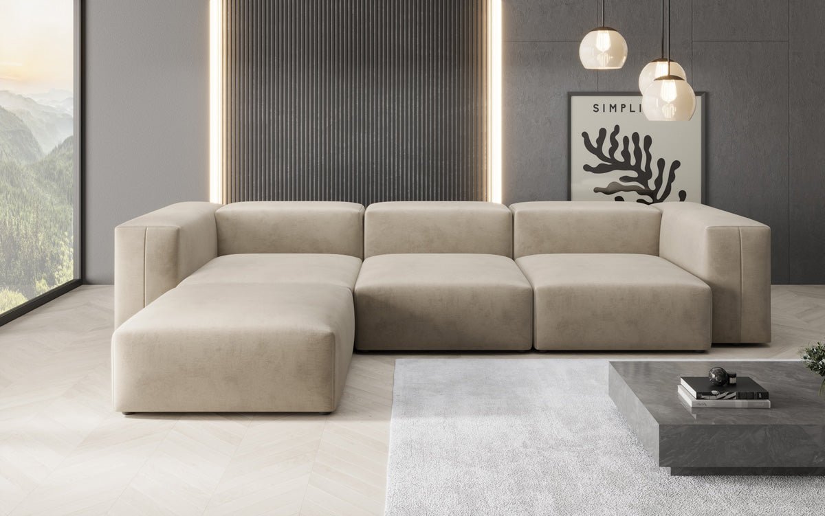 Designer L Sofa Snug in Velvet