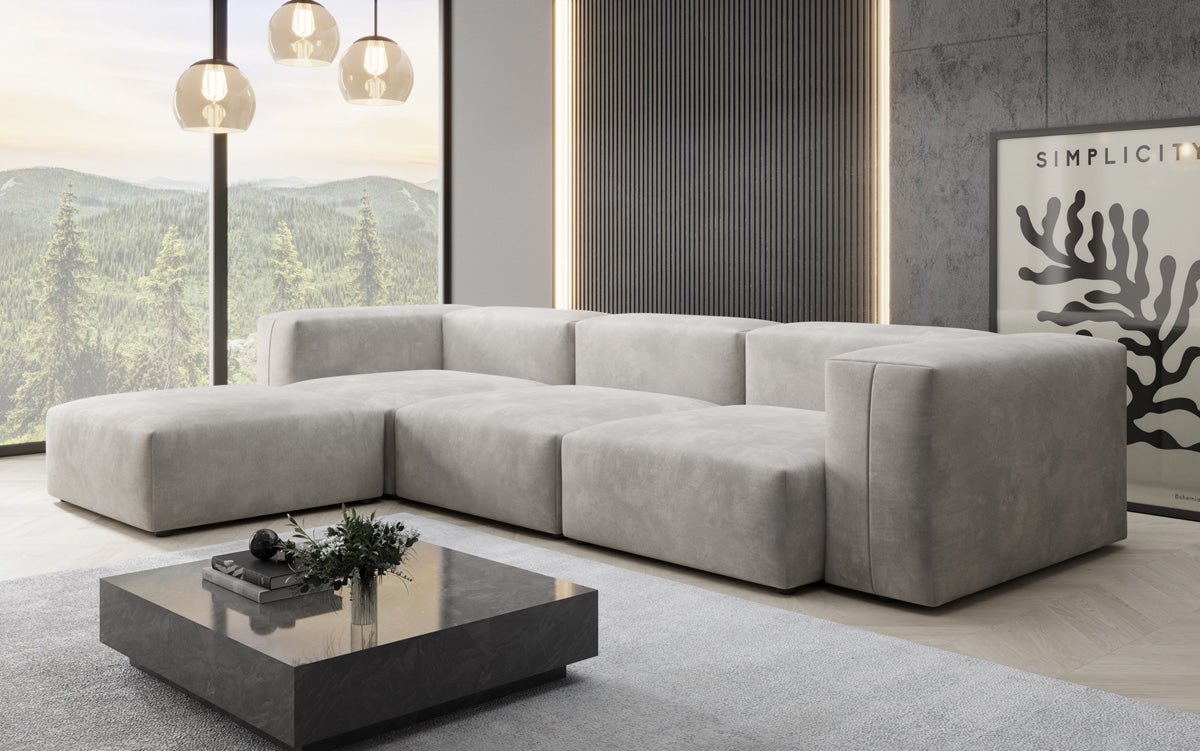 Designer L Sofa Snug in Velvet