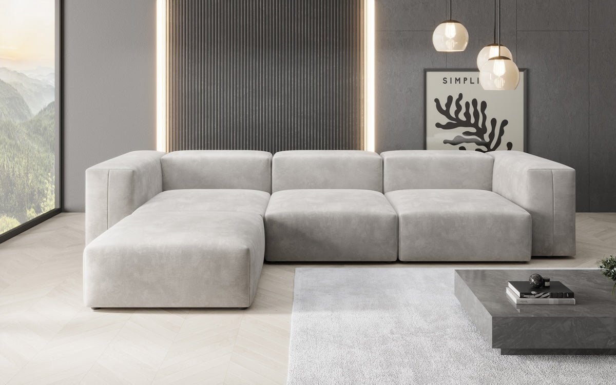 Designer L Sofa Snug in Velvet