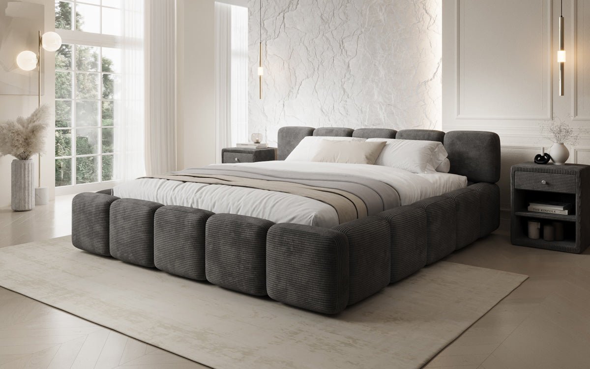 Designer Polsterbett Giulia Cord mit Stauraum