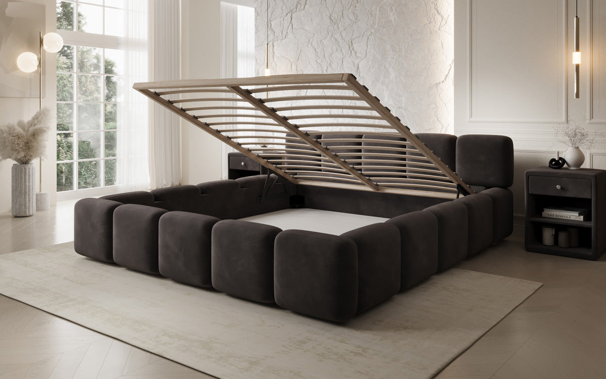 Designer upholstered bed Giulia velvet with storage