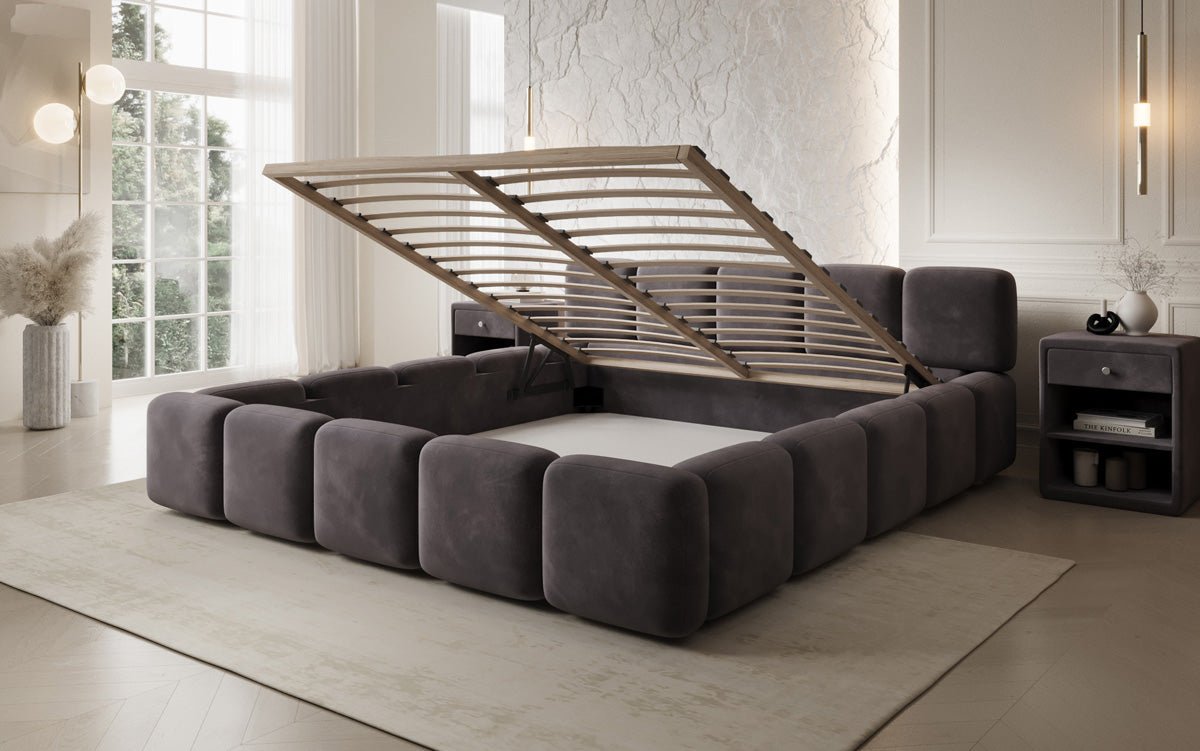 Designer upholstered bed Giulia velvet with storage