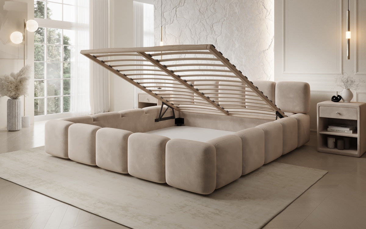 Designer upholstered bed Giulia velvet with storage