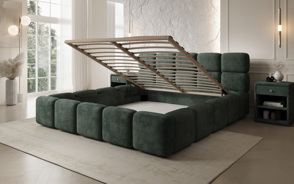 Designer Upholstered Bed Matilda Corduroy with Storage
