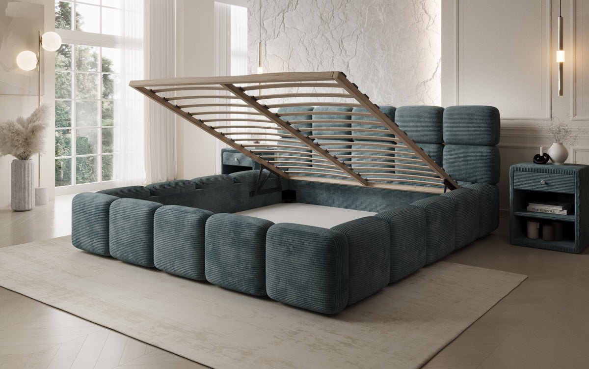 Designer Upholstered Bed Matilda Corduroy with Storage
