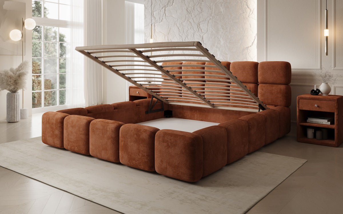 Designer Upholstered Bed Matilda Corduroy with Storage