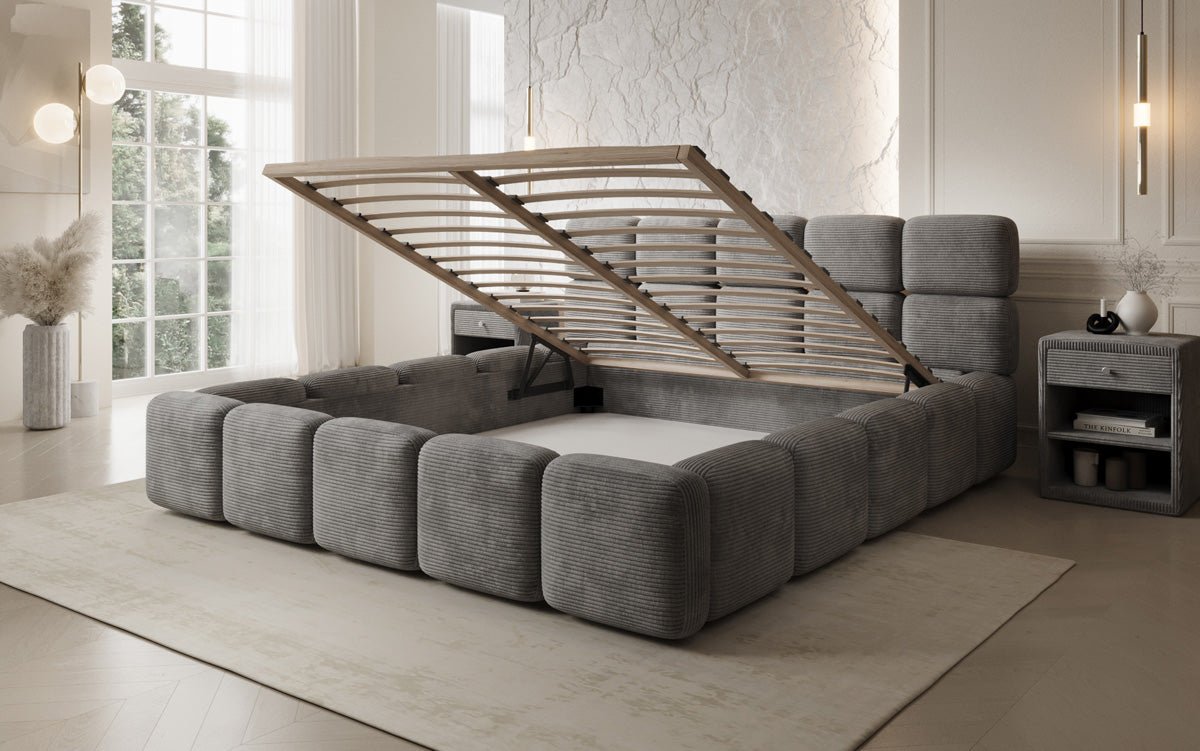 Designer Upholstered Bed Matilda Corduroy with Storage