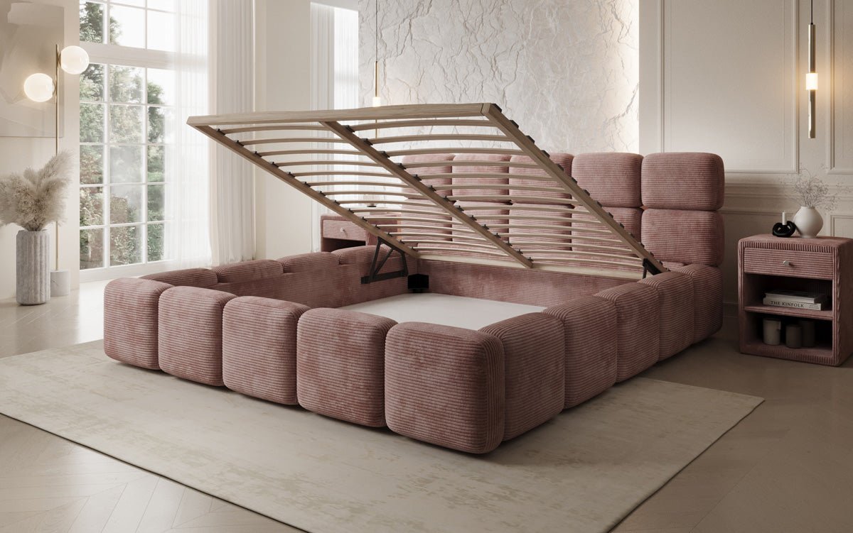 Designer Upholstered Bed Matilda Corduroy with Storage