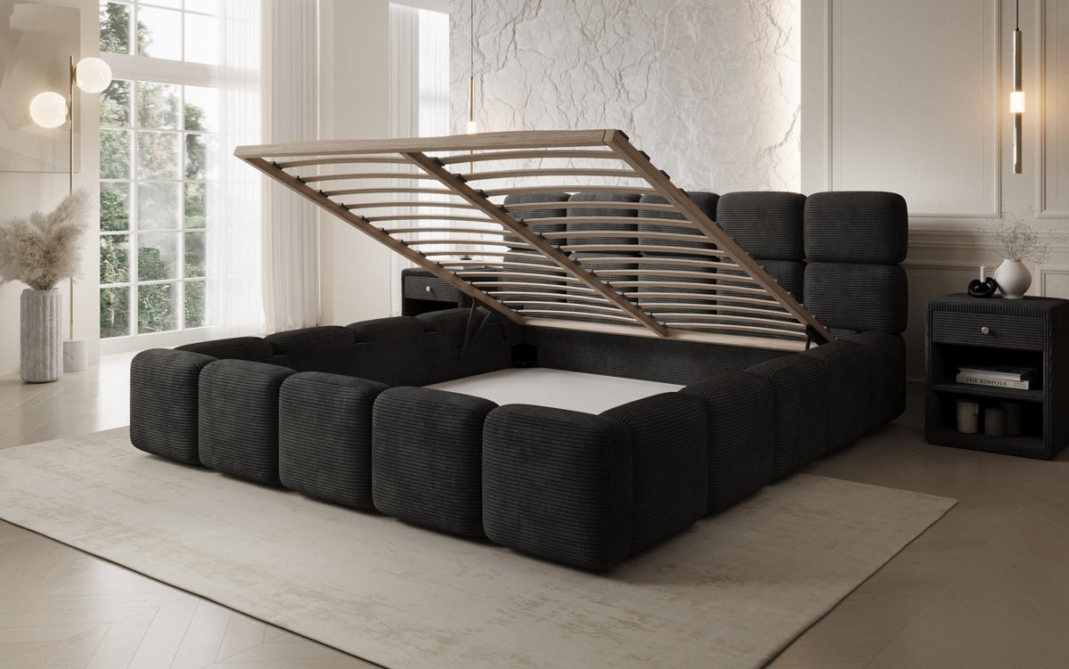 Designer Upholstered Bed Matilda Corduroy with Storage