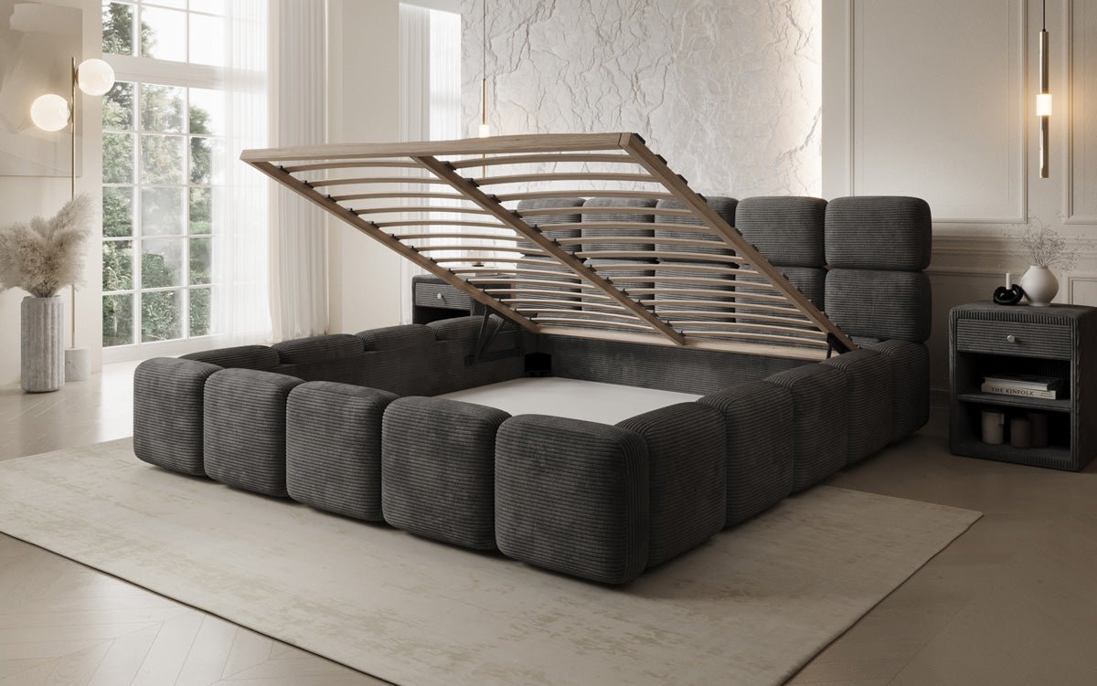 Designer Upholstered Bed Matilda Corduroy with Storage