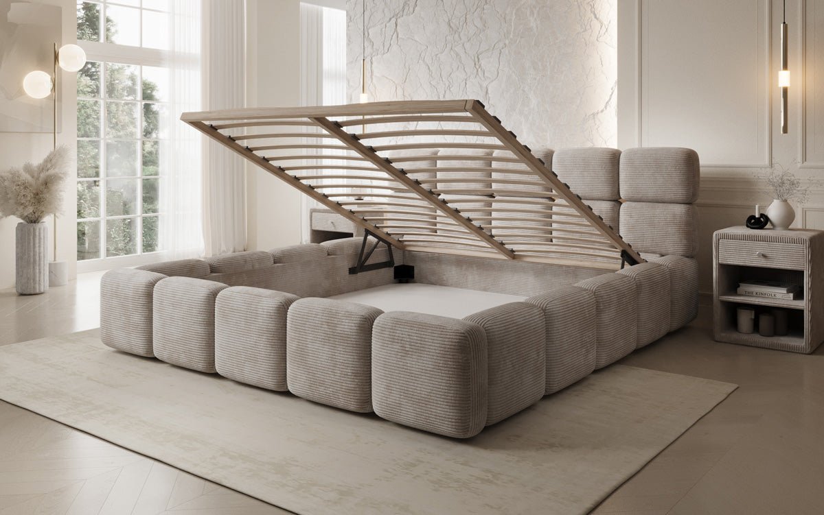 Designer Upholstered Bed Matilda Corduroy with Storage