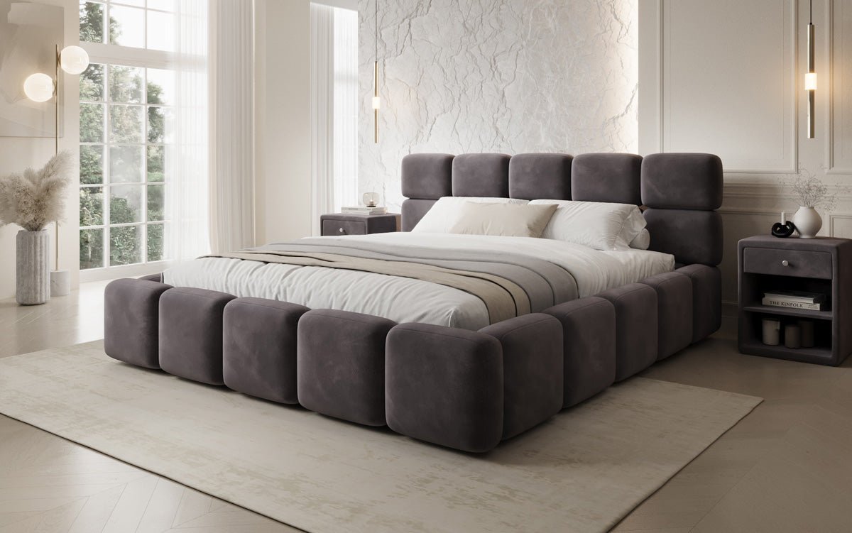 Designer Polsterbett Matilda Samt mit Stauraum