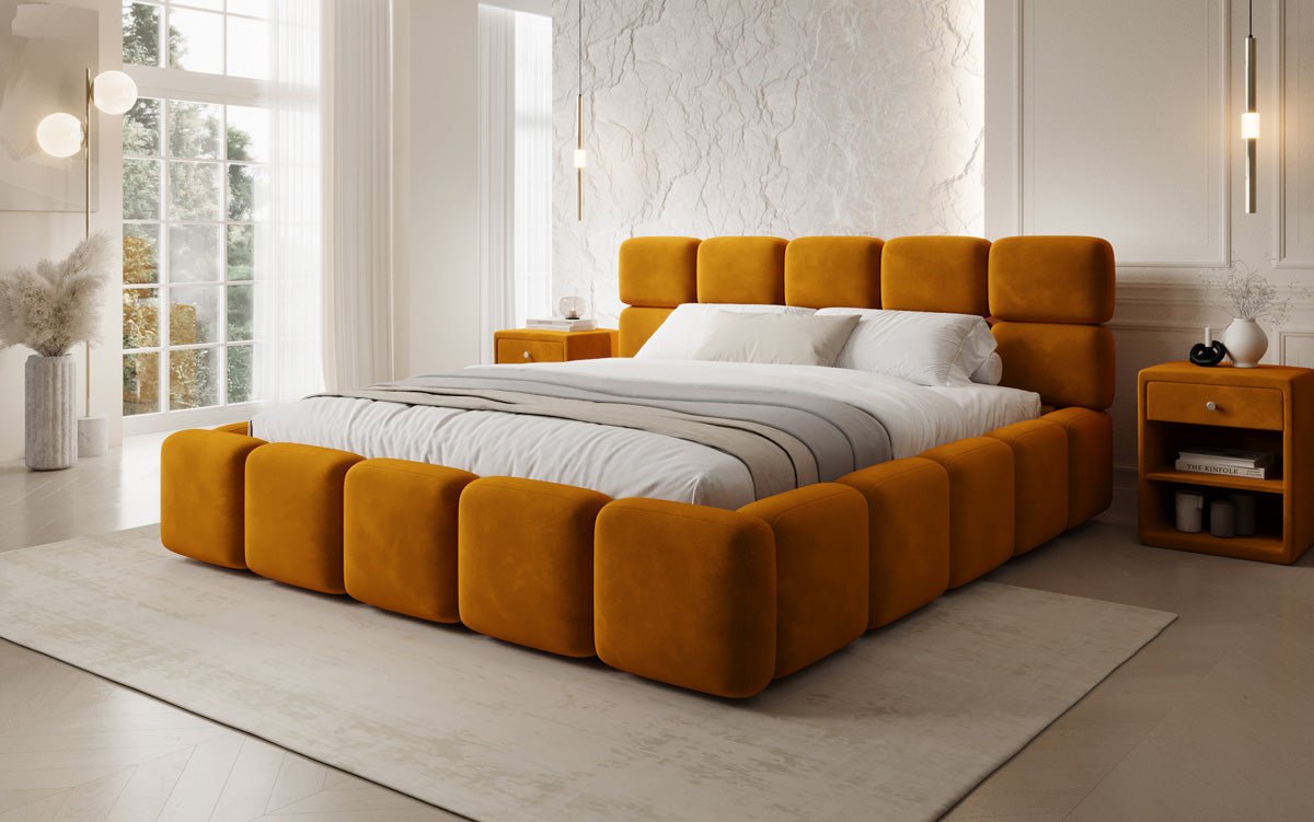 Designer Polsterbett Matilda Samt mit Stauraum