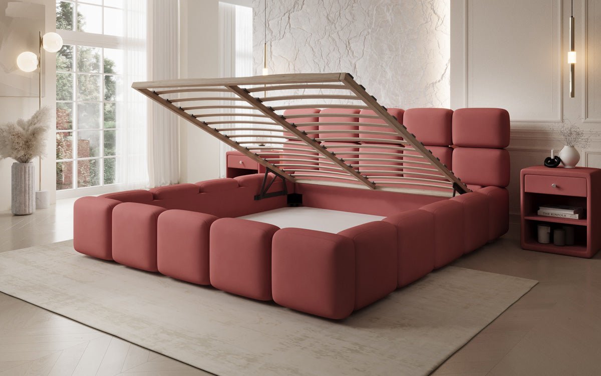 Designer Upholstered Bed Matilda in Fabric with Storage