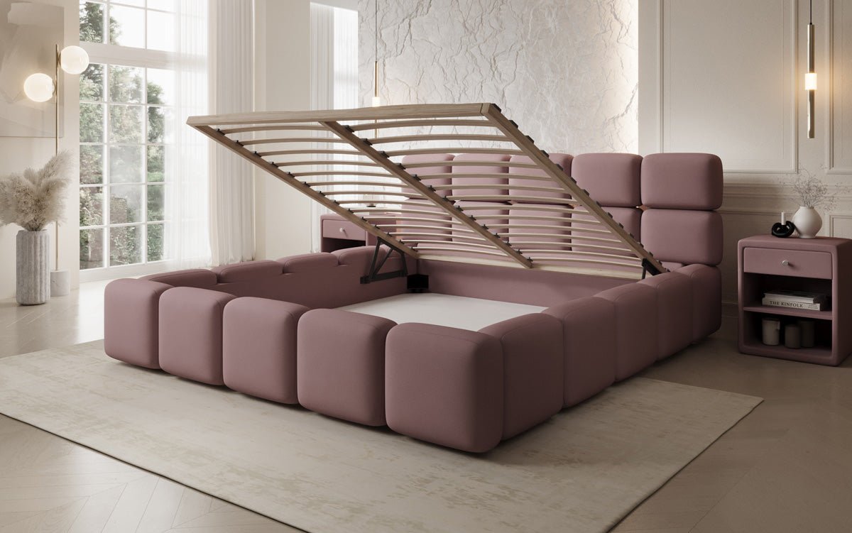 Designer Upholstered Bed Matilda in Fabric with Storage