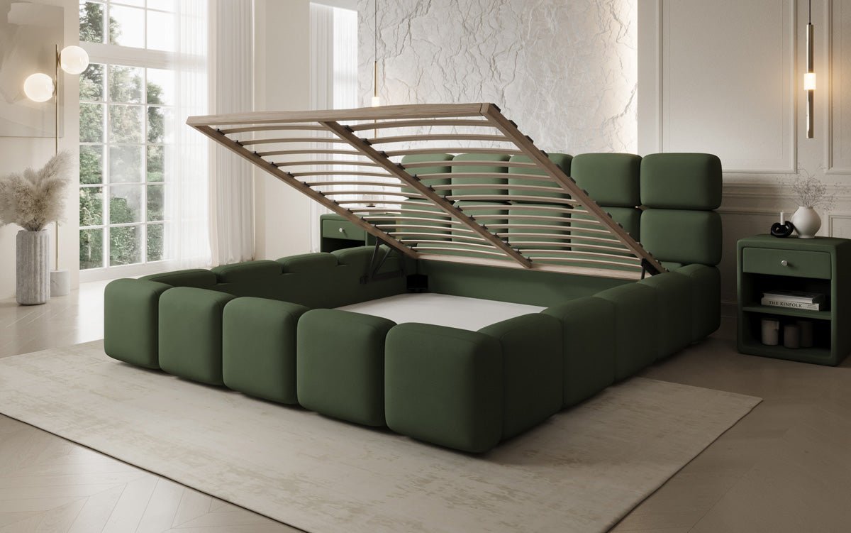 Designer Upholstered Bed Matilda in Fabric with Storage