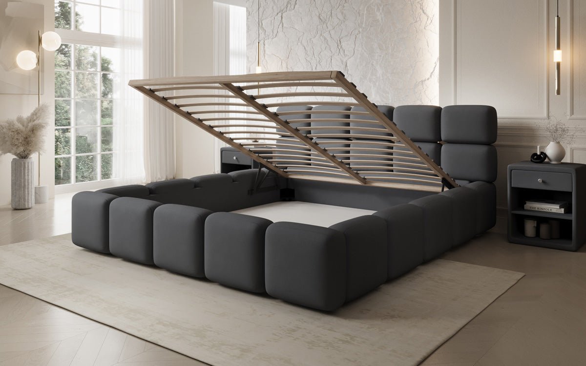 Designer Upholstered Bed Matilda in Fabric with Storage