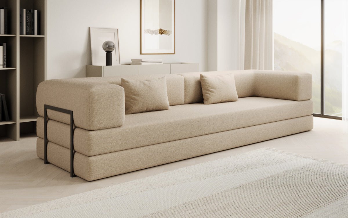 Designer Sofa Lazy 3-Seater XXL in Bouclé