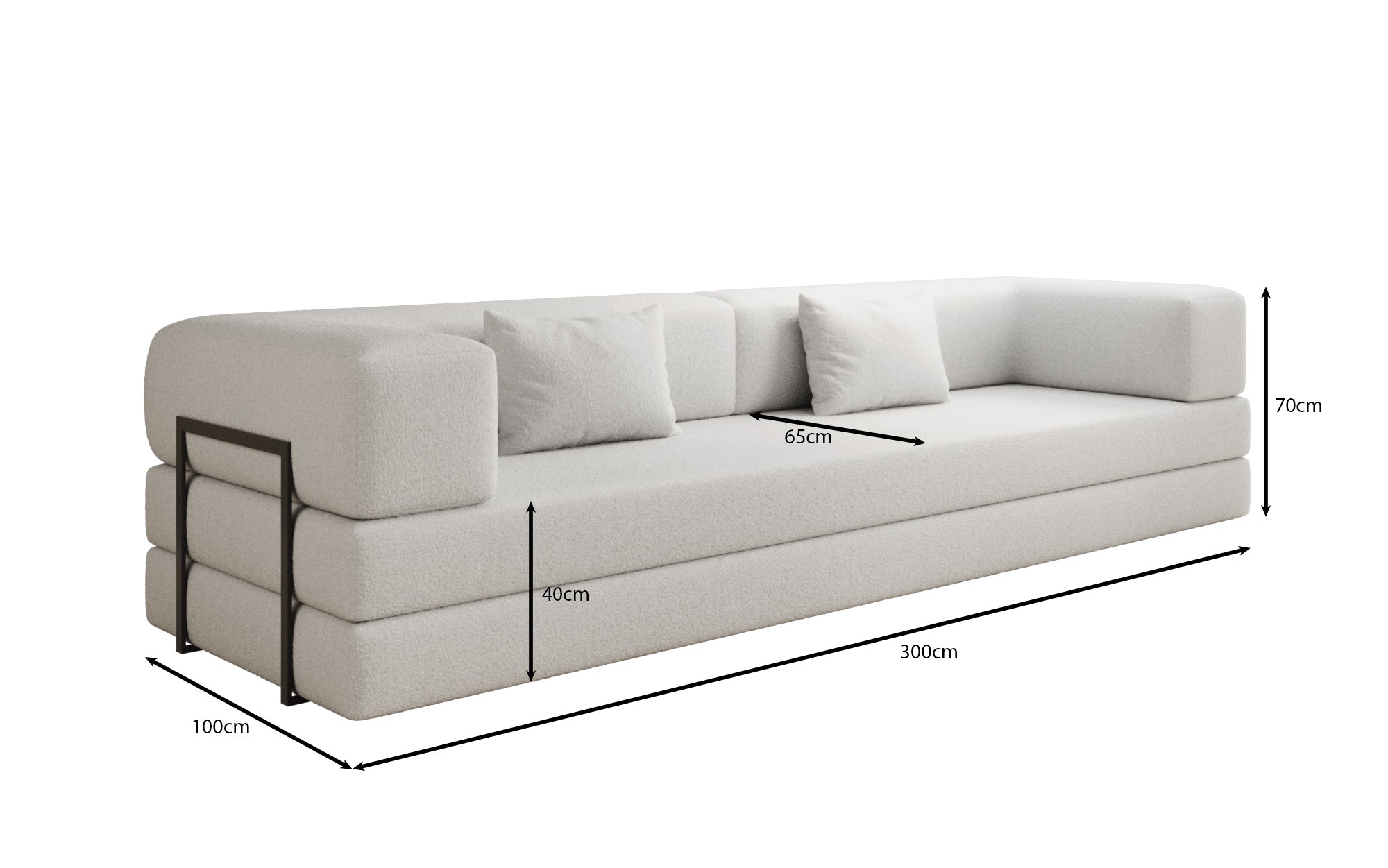 Designer Sofa Lazy 3-Seater XXL in Bouclé