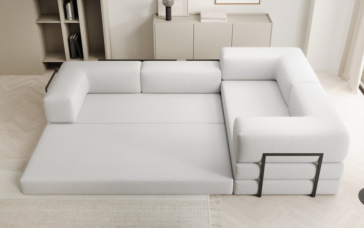 Designer Sofa Lazy L closed in Bouclé