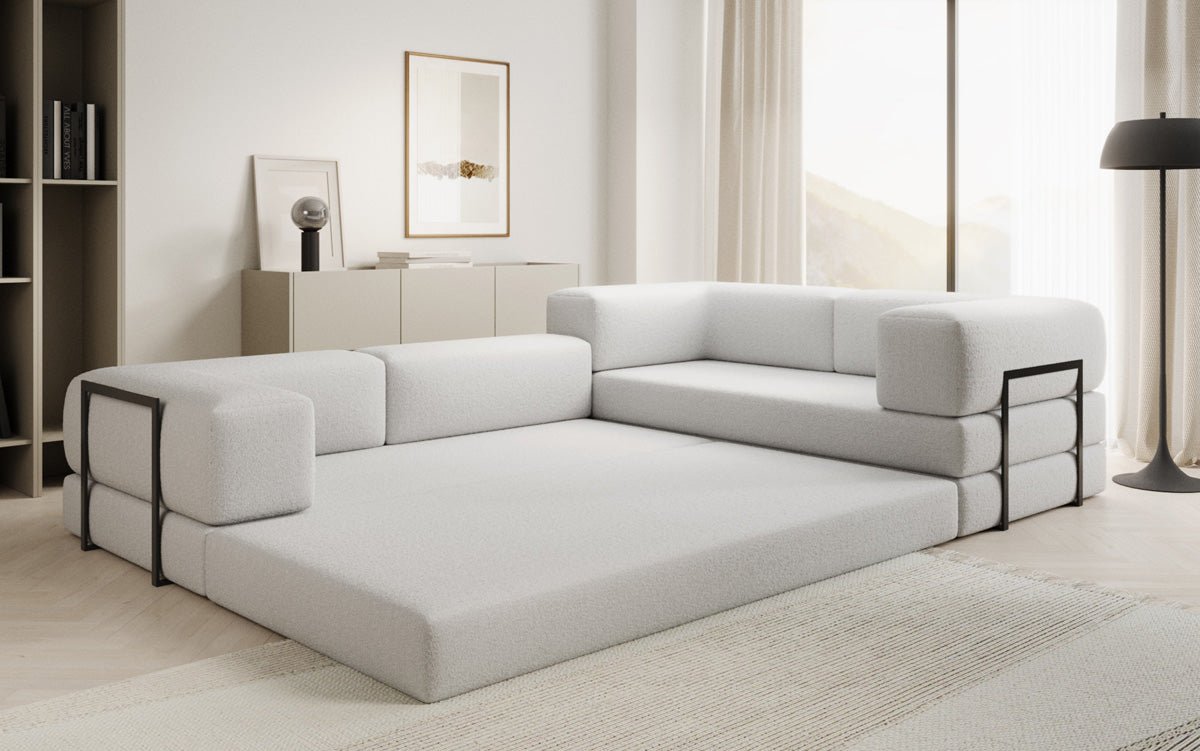 Designer Sofa Lazy L closed in Bouclé