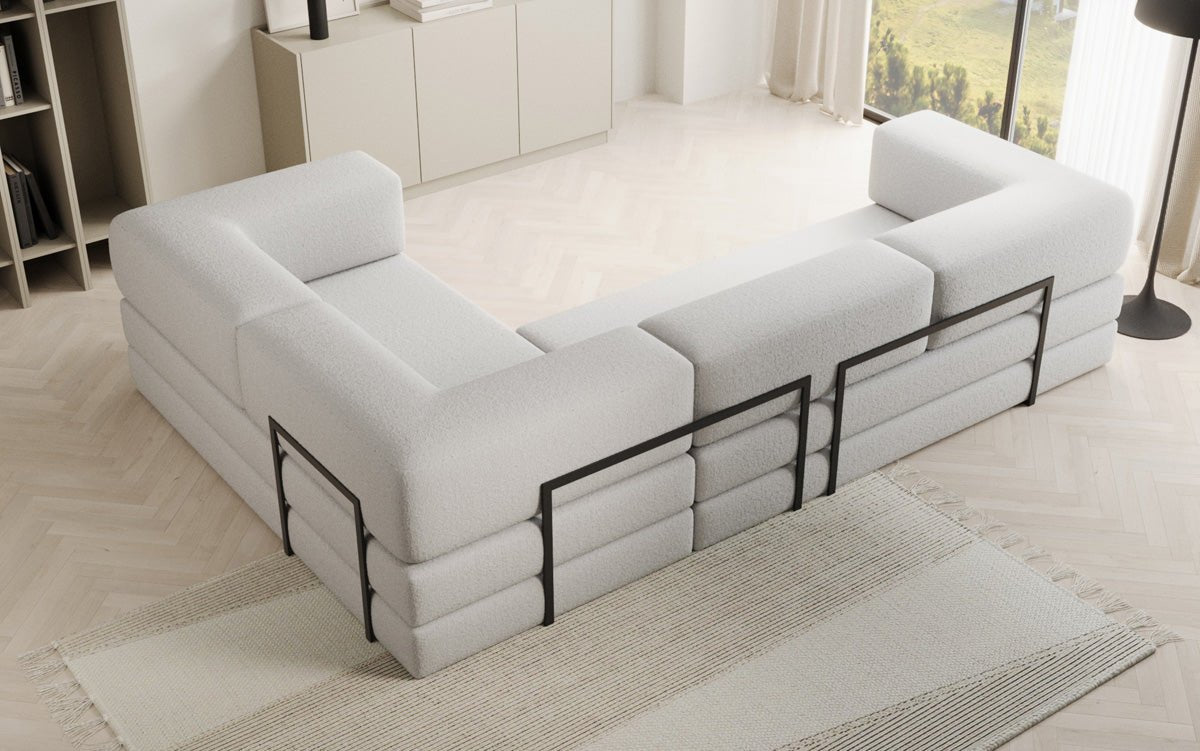 Designer Sofa Lazy L closed in Bouclé
