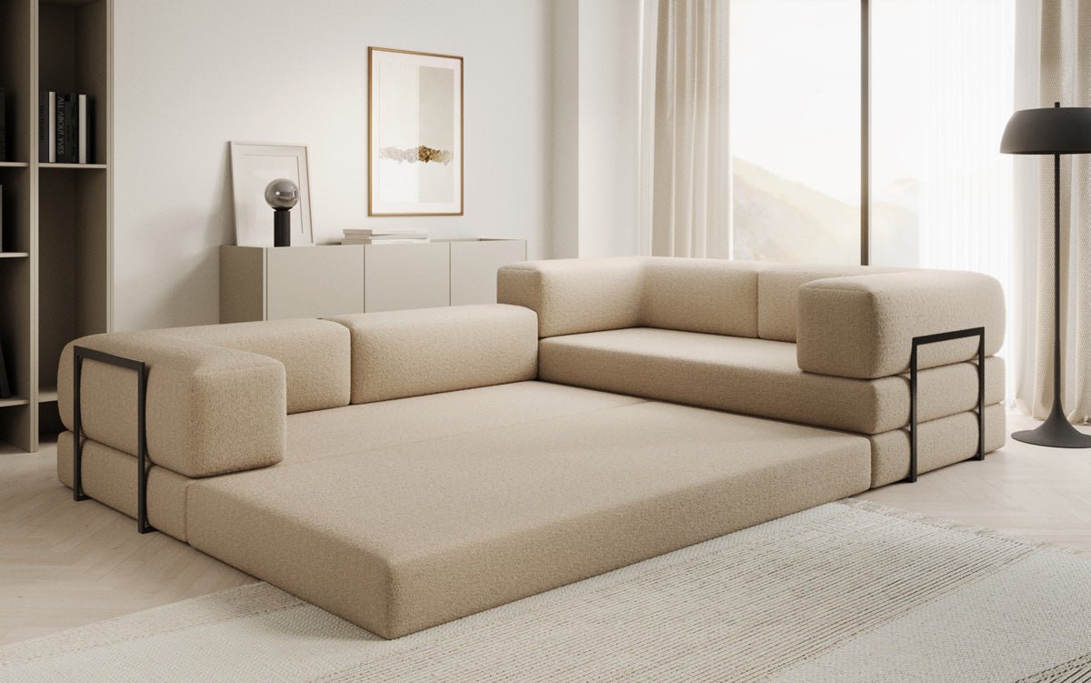 Designer Sofa Lazy L closed in Bouclé