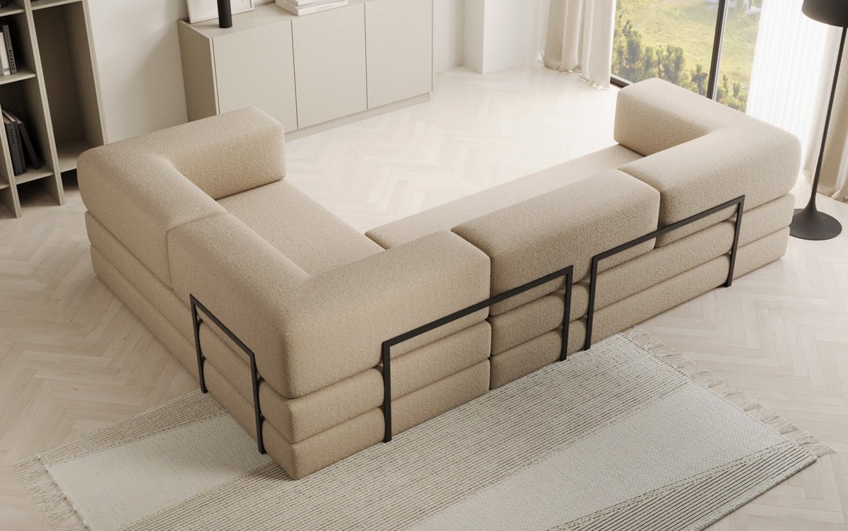 Designer Sofa Lazy L closed in Bouclé