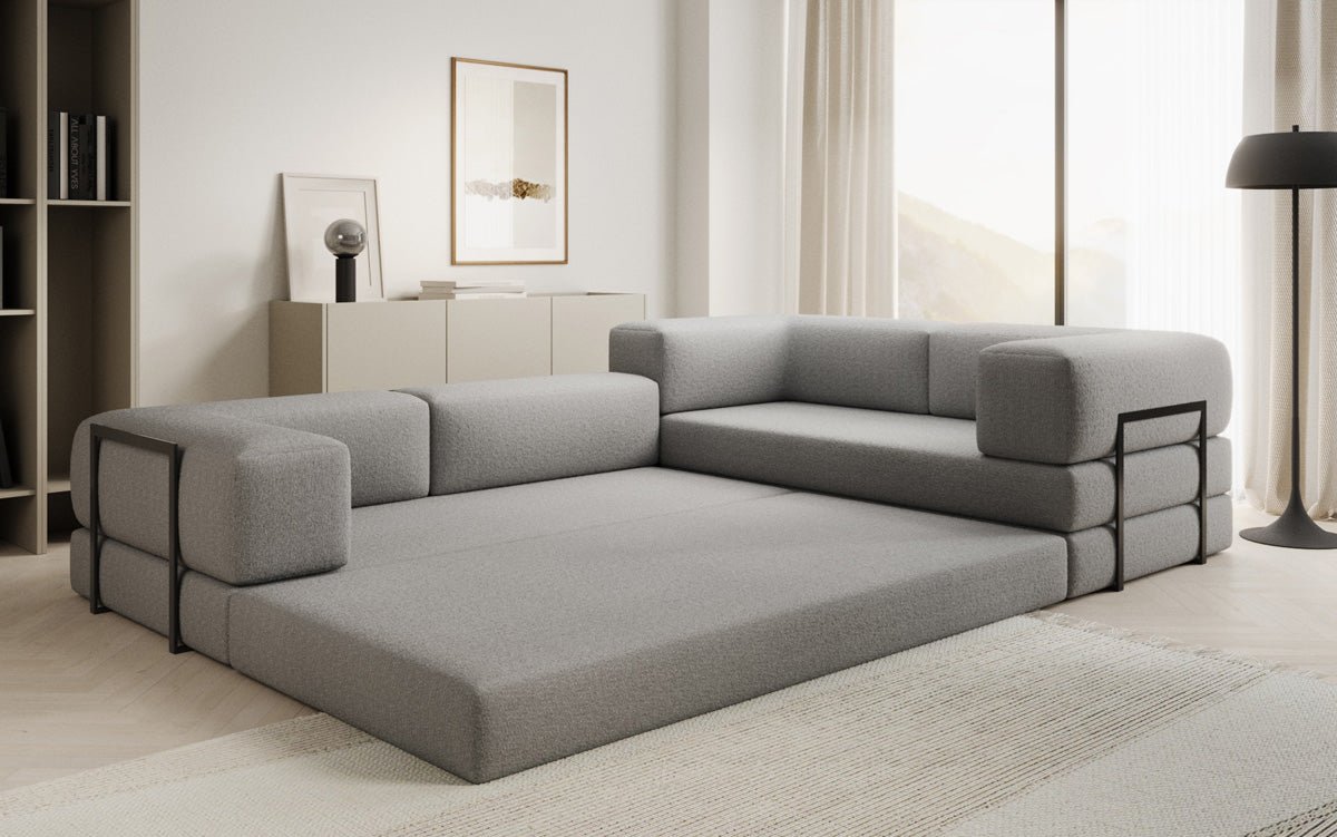 Designer Sofa Lazy L closed in Bouclé