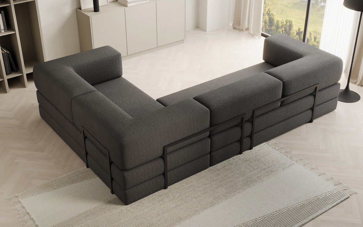 Designer Sofa Lazy L closed in Bouclé