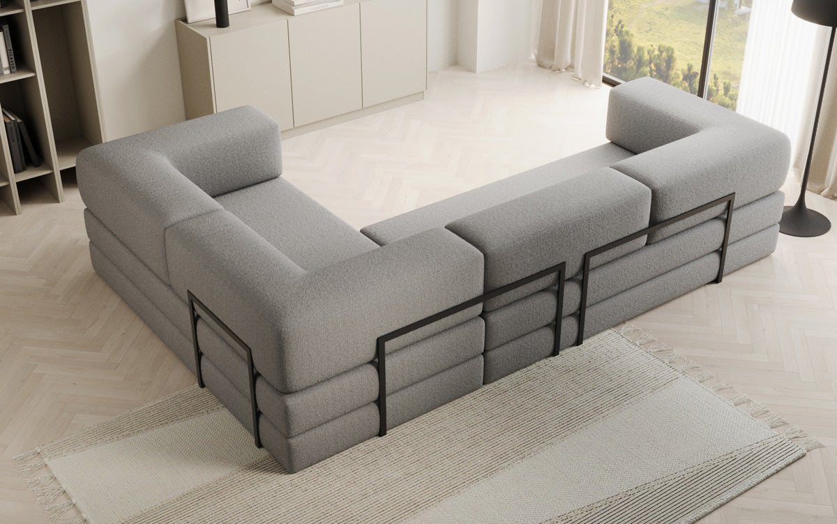 Designer Sofa Lazy L closed in Bouclé