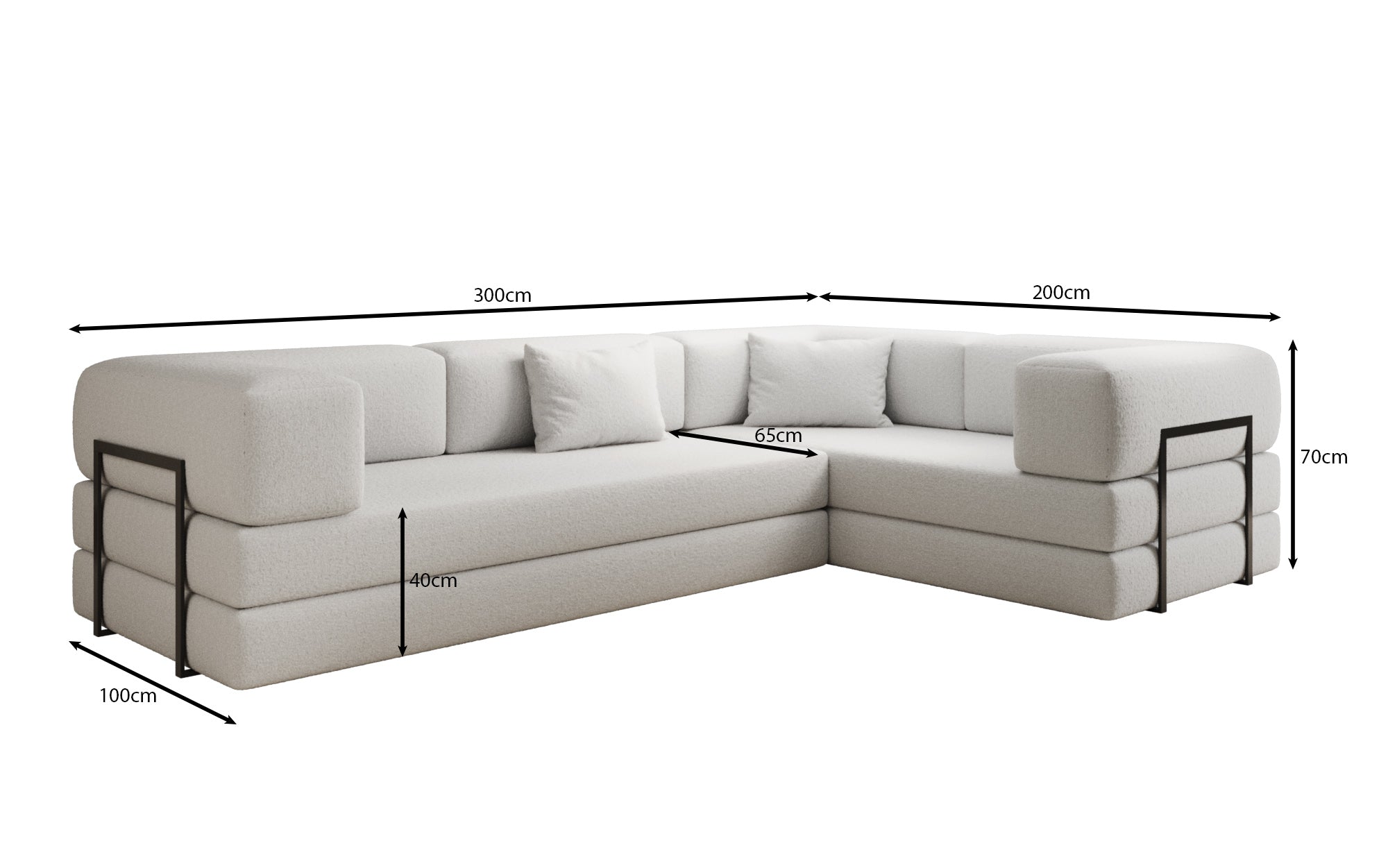 Designer Sofa Lazy L closed in Bouclé