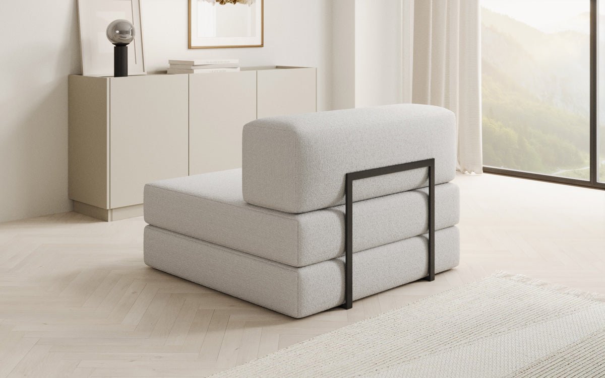 Designer sofa middle module Lazy in bouclé