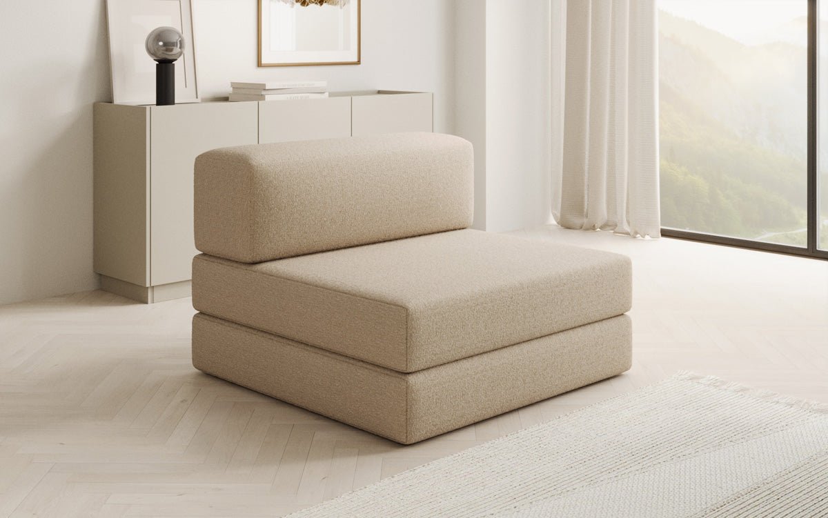 Designer sofa middle module Lazy in bouclé
