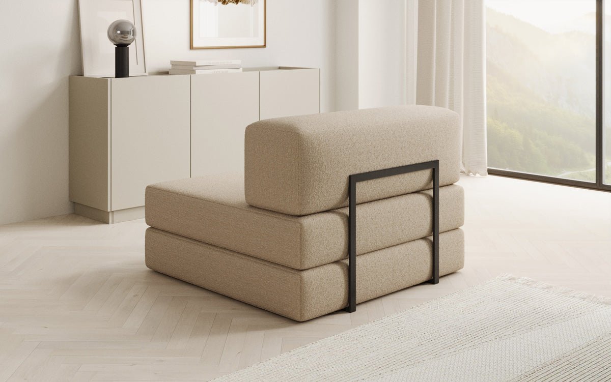 Designer sofa middle module Lazy in bouclé