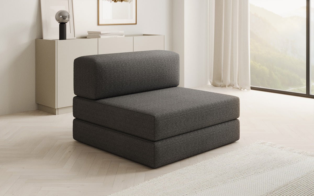 Designer sofa middle module Lazy in bouclé