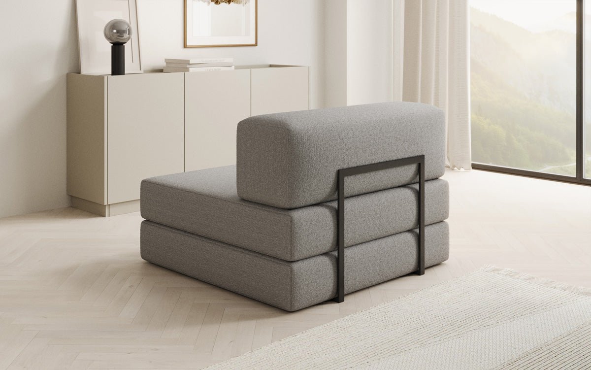 Designer sofa middle module Lazy in bouclé