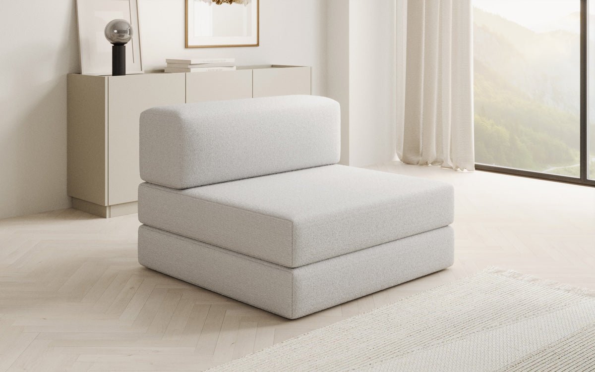 Designer sofa middle module Lazy in bouclé